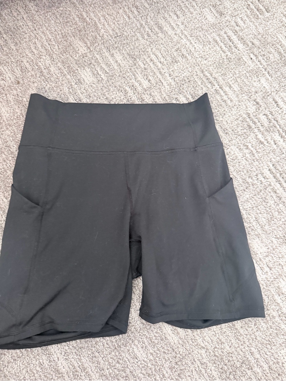 Fabletics Black High-Waist Workout Shorts with Side Pockets